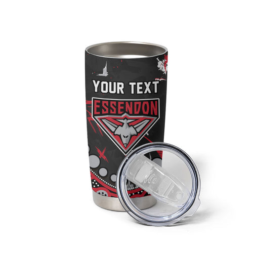 Personalized Essendon Bombers Tumbler Cup Aboriginal Pattern with Graffiti Style