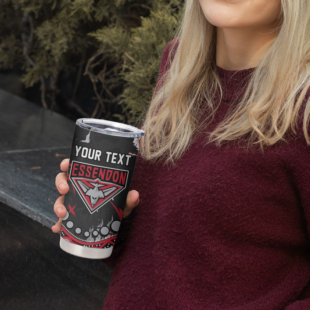 Personalized Essendon Bombers Tumbler Cup Aboriginal Pattern with Graffiti Style