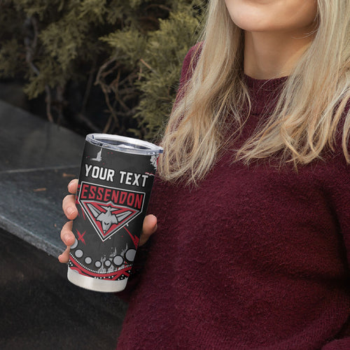 Personalized Essendon Bombers Tumbler Cup Aboriginal Pattern with Graffiti Style