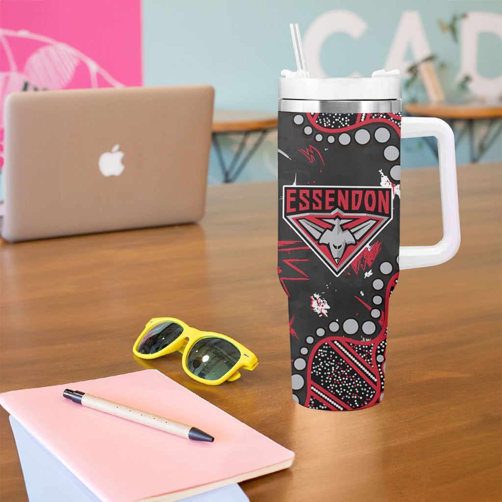 Personalized Essendon Bombers Tumbler With Handle Aboriginal Pattern with Graffiti Style