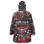 Personalized Essendon Bombers Wearable Blanket Hoodie Aboriginal Pattern with Graffiti Style