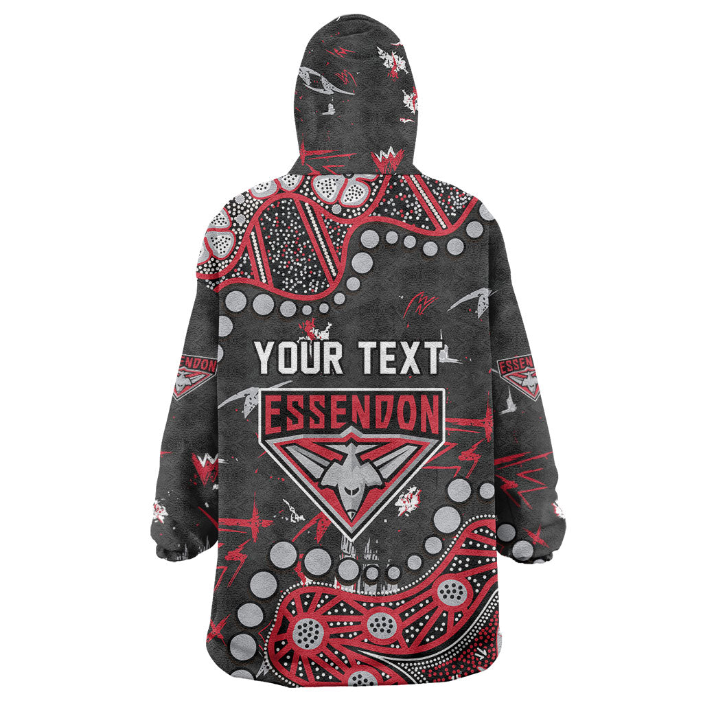 Personalized Essendon Bombers Wearable Blanket Hoodie Aboriginal Pattern with Graffiti Style