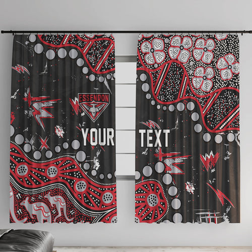Personalized Essendon Bombers Window Curtain Aboriginal Pattern with Graffiti Style