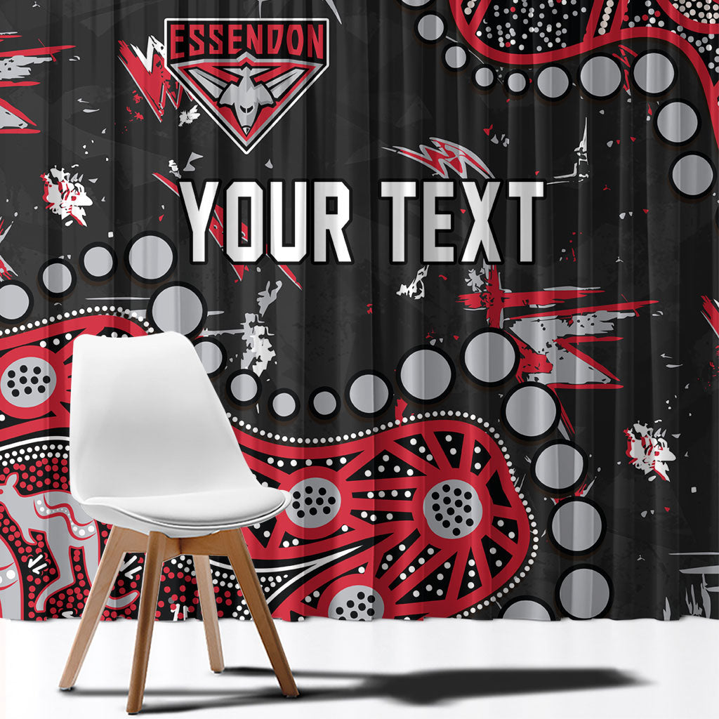 Personalized Essendon Bombers Window Curtain Aboriginal Pattern with Graffiti Style