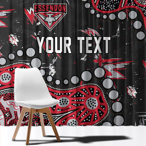 Personalized Essendon Bombers Window Curtain Aboriginal Pattern with Graffiti Style