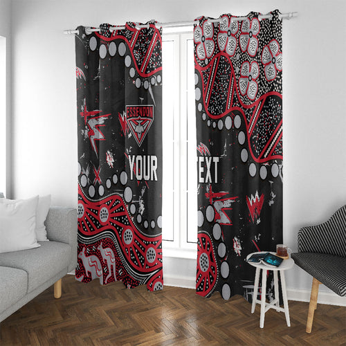 Personalized Essendon Bombers Window Curtain Aboriginal Pattern with Graffiti Style