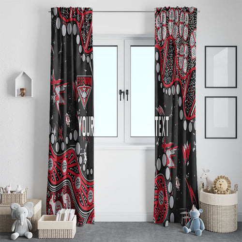Personalized Essendon Bombers Window Curtain Aboriginal Pattern with Graffiti Style