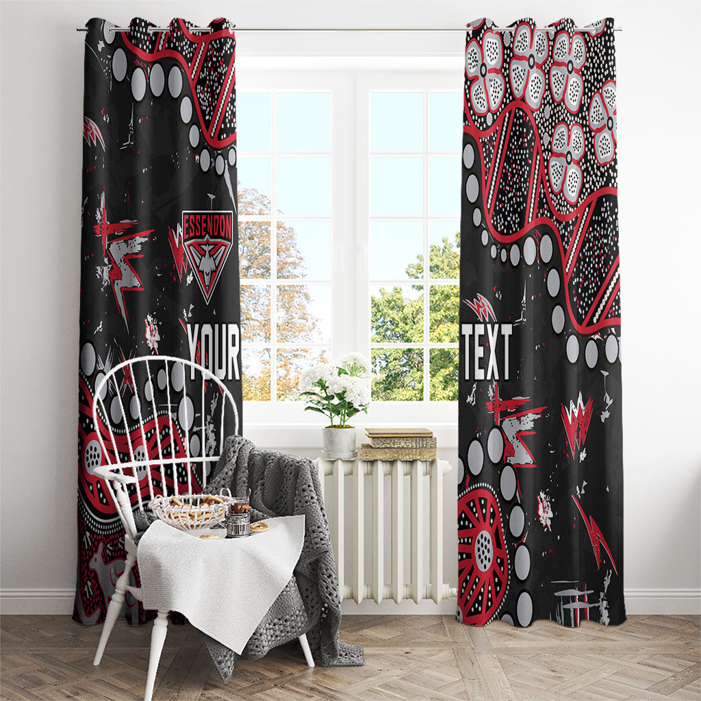 Personalized Essendon Bombers Window Curtain Aboriginal Pattern with Graffiti Style