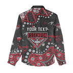 Personalized Essendon Bombers Women Casual Shirt Aboriginal Pattern with Graffiti Style