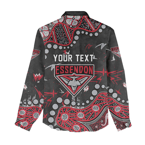 Personalized Essendon Bombers Women Casual Shirt Aboriginal Pattern with Graffiti Style