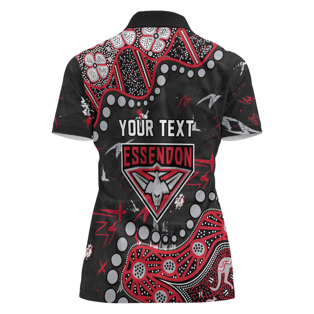 Personalized Essendon Bombers Women Polo Shirt Aboriginal Pattern with Graffiti Style