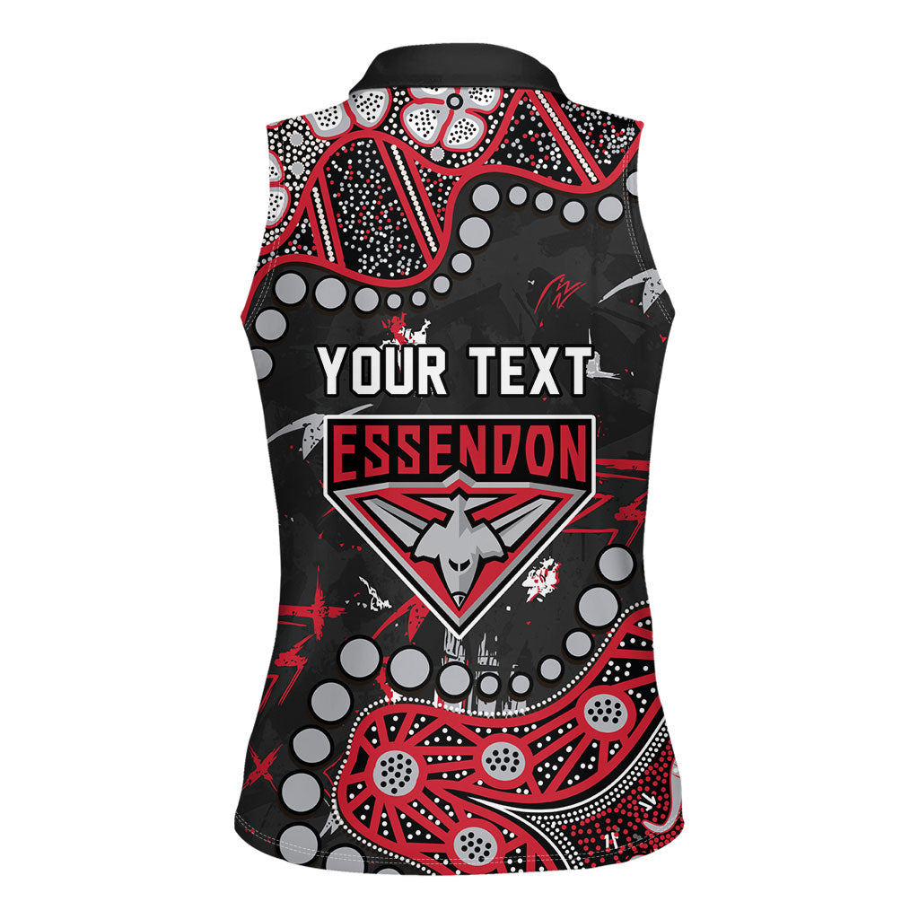 Personalized Essendon Bombers Women Sleeveless Polo Shirt Aboriginal Pattern with Graffiti Style