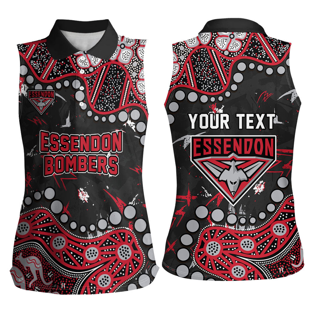 Personalized Essendon Bombers Women Sleeveless Polo Shirt Aboriginal Pattern with Graffiti Style