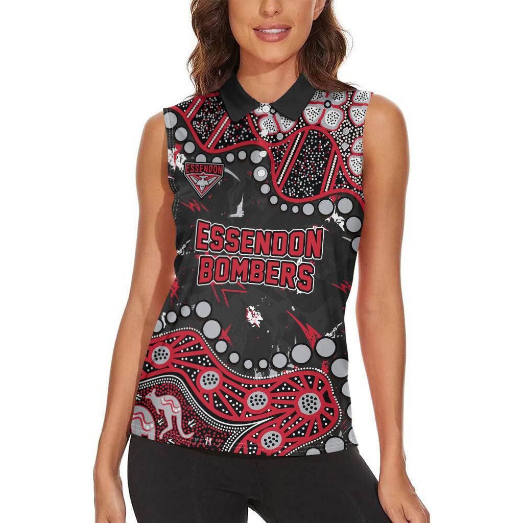 Personalized Essendon Bombers Women Sleeveless Polo Shirt Aboriginal Pattern with Graffiti Style