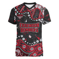 Personalized Essendon Bombers Women V-Neck T-Shirt Aboriginal Pattern with Graffiti Style