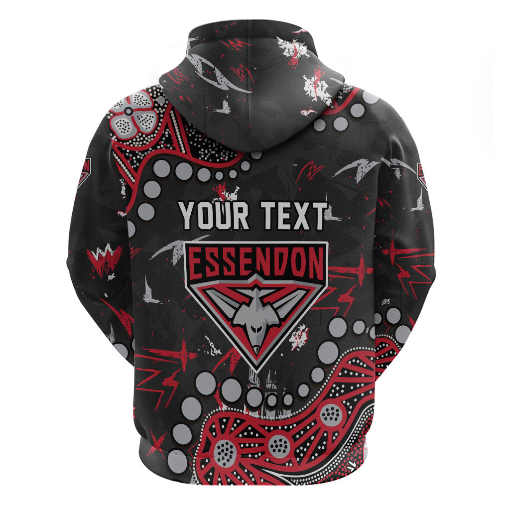 Personalized Essendon Bombers Zip Hoodie Aboriginal Pattern with Graffiti Style