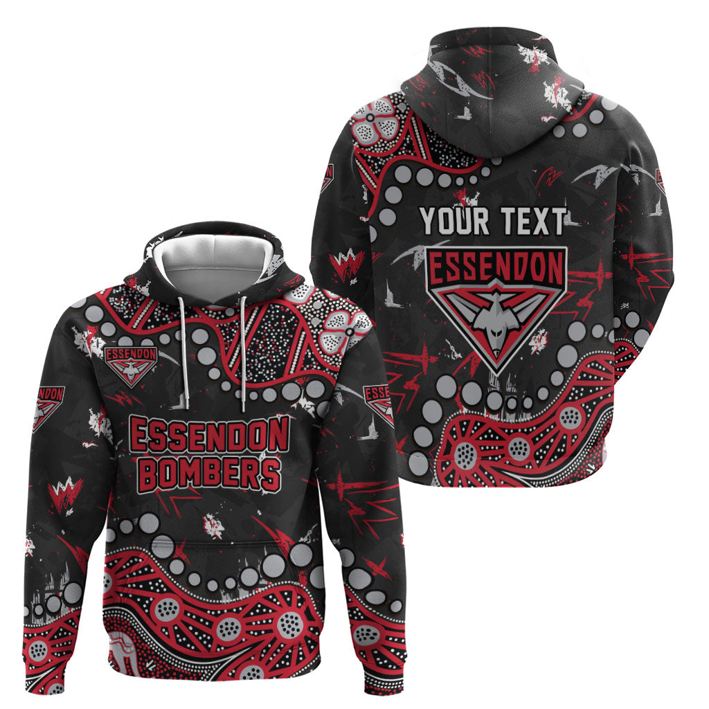 Personalized Essendon Bombers Zip Hoodie Aboriginal Pattern with Graffiti Style