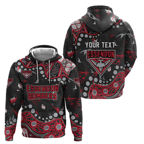 Personalized Essendon Bombers Zip Hoodie Aboriginal Pattern with Graffiti Style