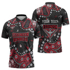 Personalized Essendon Bombers Zipper Polo Shirt Aboriginal Pattern with Graffiti Style