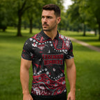 Personalized Essendon Bombers Zipper Polo Shirt Aboriginal Pattern with Graffiti Style