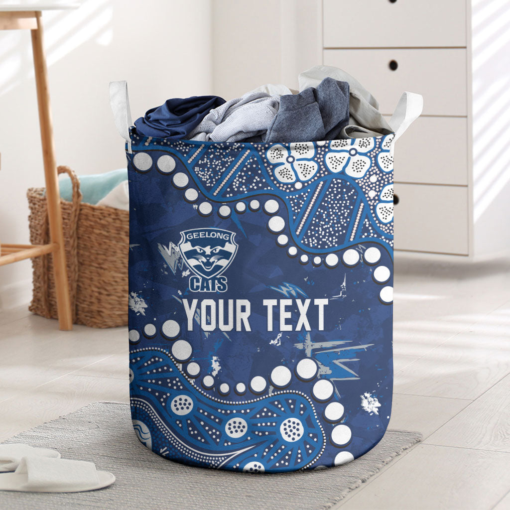 Personalized Geelong Cats Laundry Basket Aboriginal Pattern with Graffiti Style