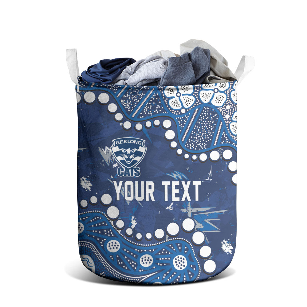 Personalized Geelong Cats Laundry Basket Aboriginal Pattern with Graffiti Style