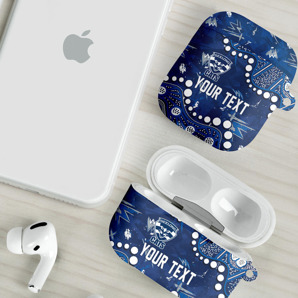 Personalized Geelong Cats AirPods Case Aboriginal Pattern with Graffiti Style