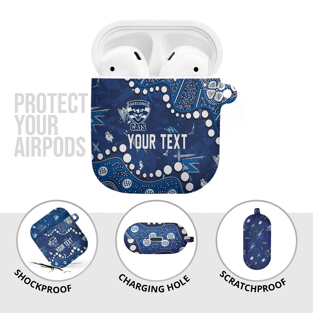 Personalized Geelong Cats AirPods Case Aboriginal Pattern with Graffiti Style