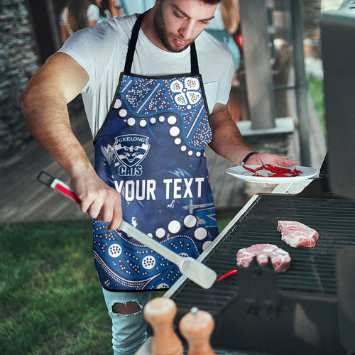 Personalized Geelong Cats Apron Aboriginal Pattern with Graffiti Style