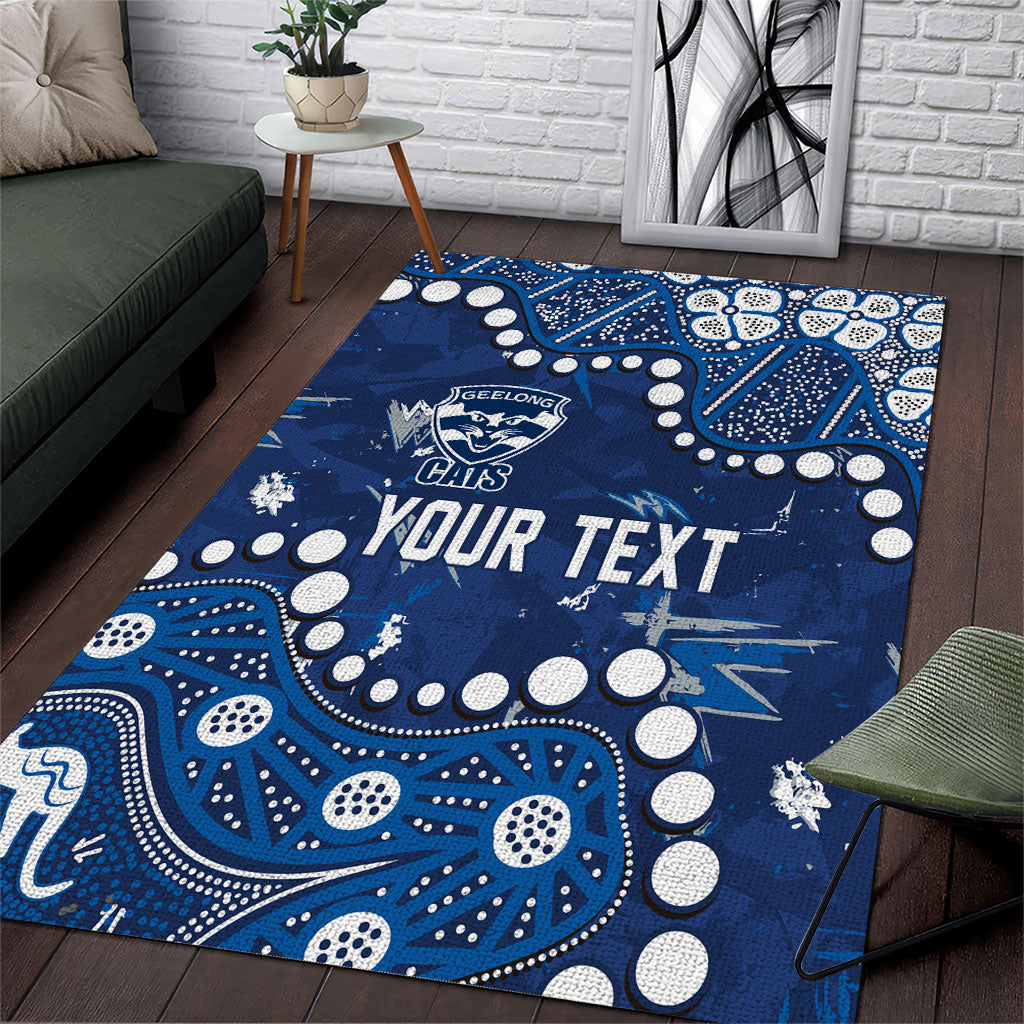 Personalized Geelong Cats Area Rug Aboriginal Pattern with Graffiti Style
