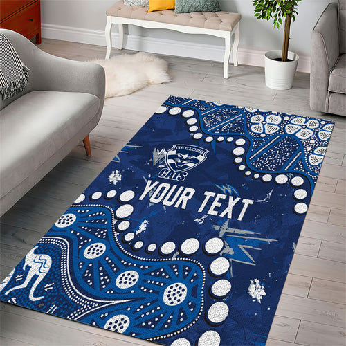 Personalized Geelong Cats Area Rug Aboriginal Pattern with Graffiti Style