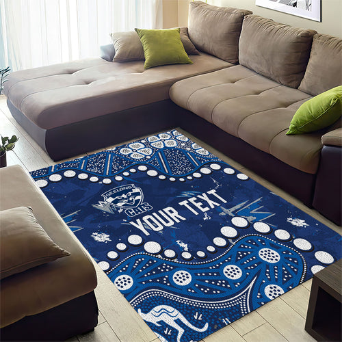 Personalized Geelong Cats Area Rug Aboriginal Pattern with Graffiti Style