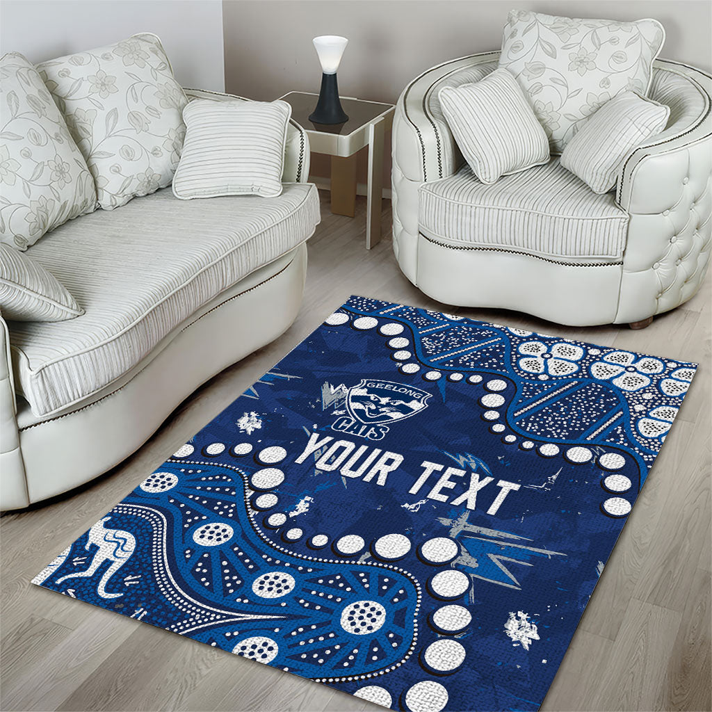 Personalized Geelong Cats Area Rug Aboriginal Pattern with Graffiti Style