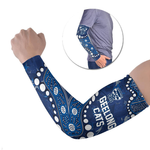 Personalized Geelong Cats Arm Sleeves Aboriginal Pattern with Graffiti Style