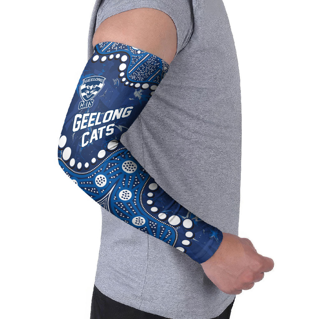 Personalized Geelong Cats Arm Sleeves Aboriginal Pattern with Graffiti Style