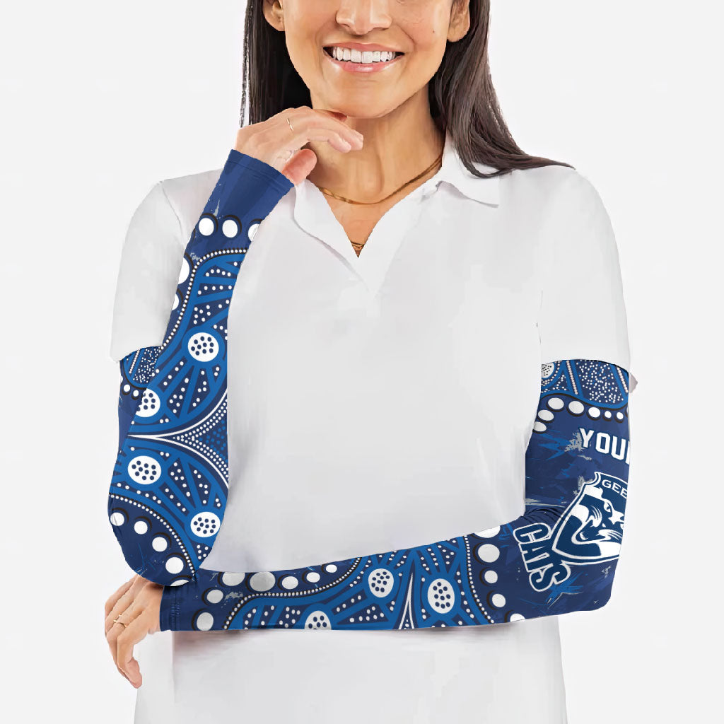 Personalized Geelong Cats Arm Sleeves Aboriginal Pattern with Graffiti Style