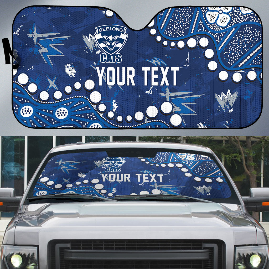 Personalized Geelong Cats Auto Sun Shade Aboriginal Pattern with Graffiti Style