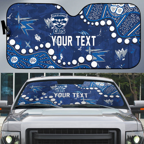 Personalized Geelong Cats Auto Sun Shade Aboriginal Pattern with Graffiti Style