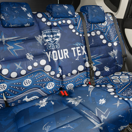 Personalized Geelong Cats Back Car Seat Cover Aboriginal Pattern with Graffiti Style