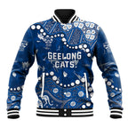Personalized Geelong Cats Baseball Jacket Aboriginal Pattern with Graffiti Style