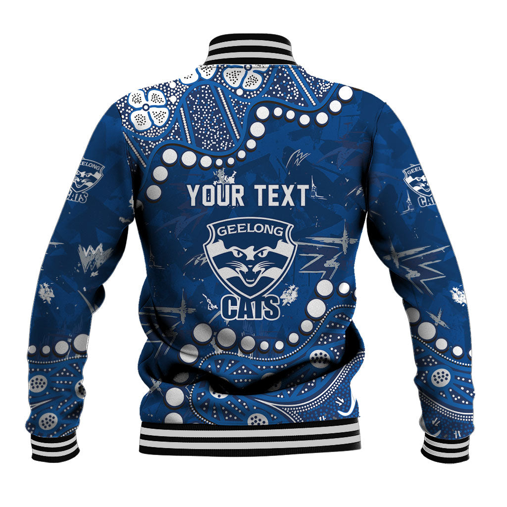 Personalized Geelong Cats Baseball Jacket Aboriginal Pattern with Graffiti Style