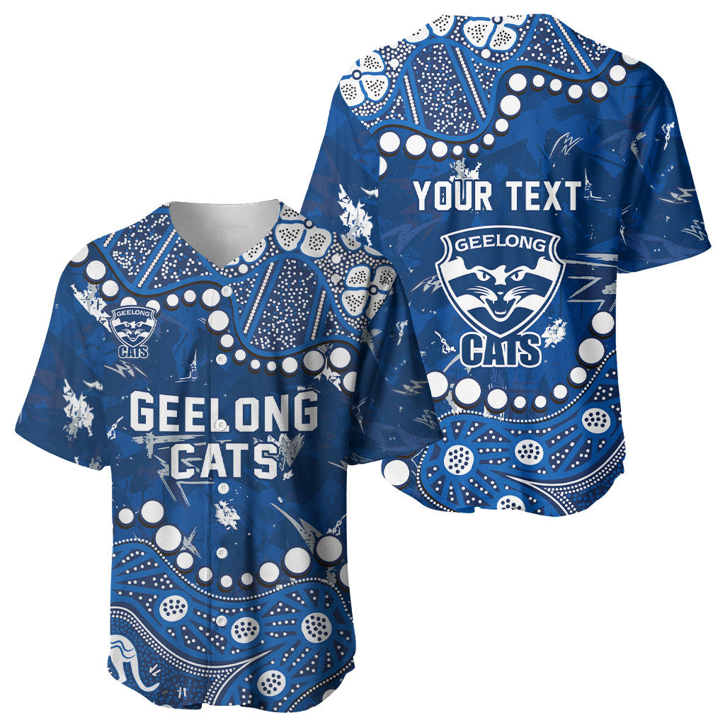 Personalized Geelong Cats Baseball Jersey Aboriginal Pattern with Graffiti Style