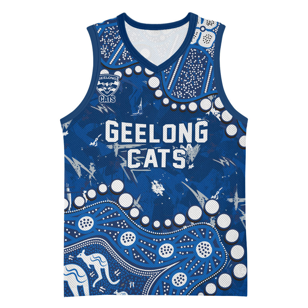 Personalized Geelong Cats Basketball Jersey Aboriginal Pattern with Graffiti Style