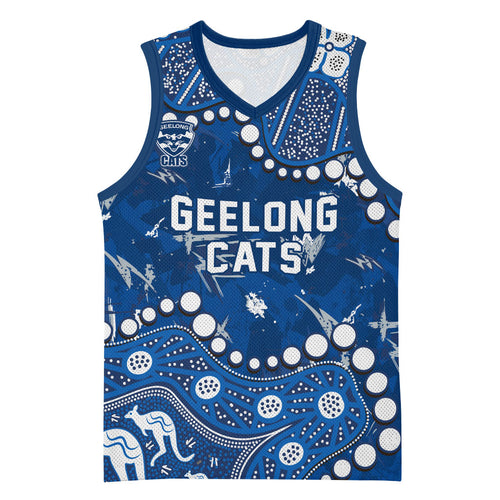 Personalized Geelong Cats Basketball Jersey Aboriginal Pattern with Graffiti Style
