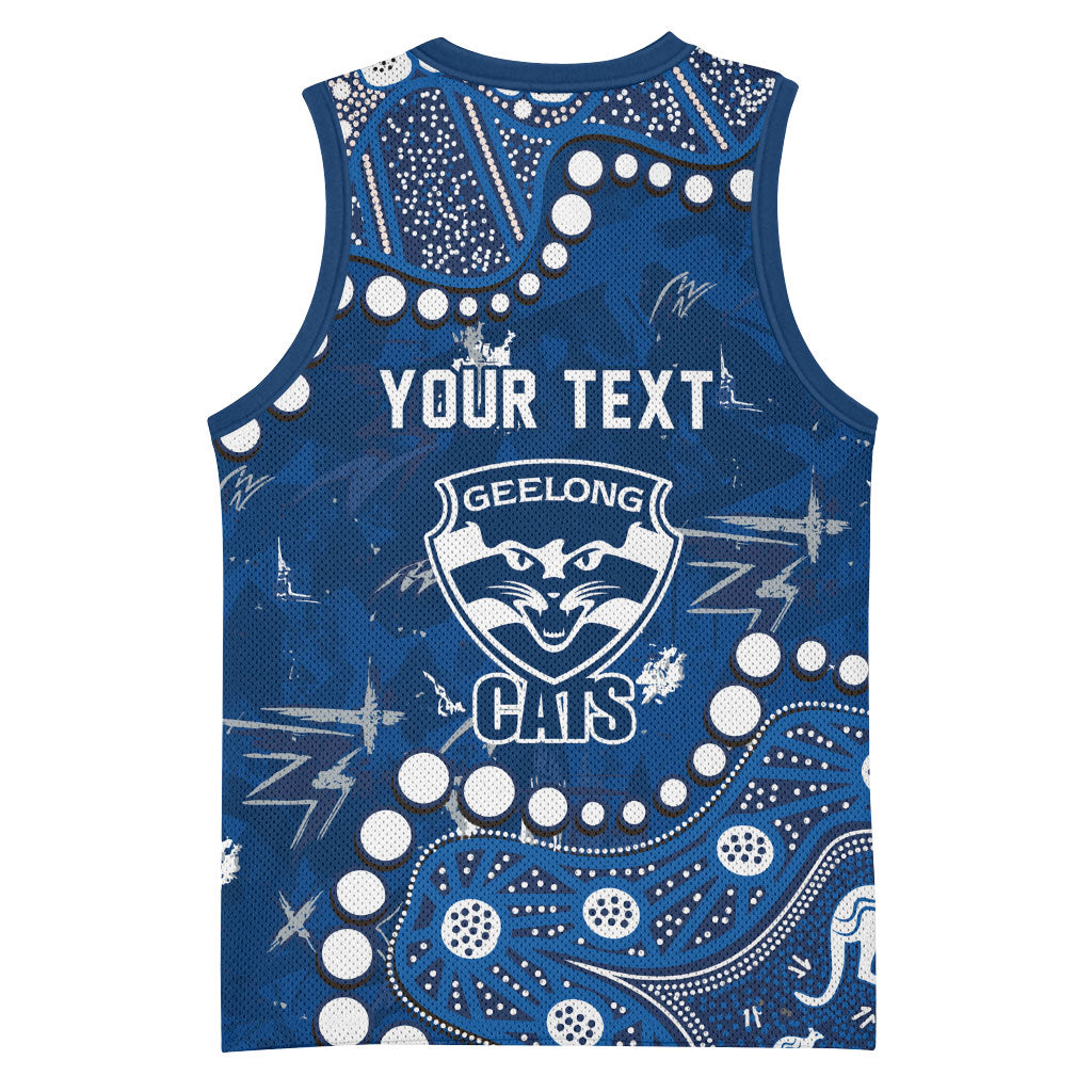 Personalized Geelong Cats Basketball Jersey Aboriginal Pattern with Graffiti Style