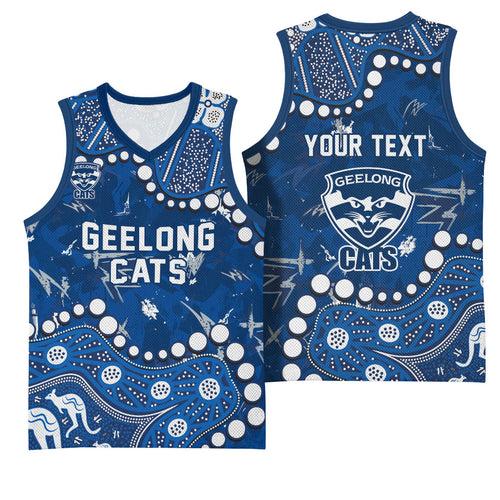 Personalized Geelong Cats Basketball Jersey Aboriginal Pattern with Graffiti Style