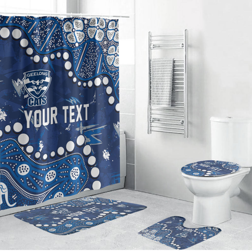 Personalized Geelong Cats Bathroom Set Aboriginal Pattern with Graffiti Style