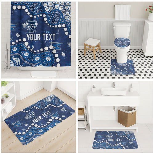 Personalized Geelong Cats Bathroom Set Aboriginal Pattern with Graffiti Style