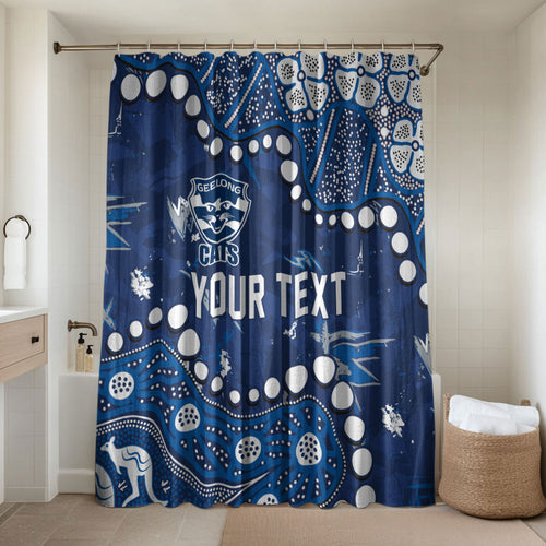 Personalized Geelong Cats Bathroom Set Aboriginal Pattern with Graffiti Style