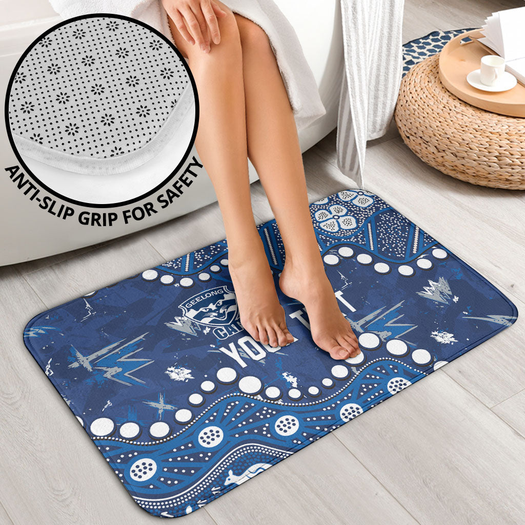 Personalized Geelong Cats Bathroom Set Aboriginal Pattern with Graffiti Style